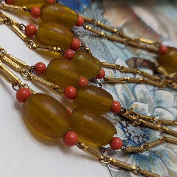 56" Flapper Interesting Hand Made Glass Beads and Bar spacer Flapper Jewelry Vin - Picture 10 of 11